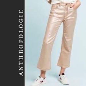 BRAND NEW ROSE Pilcro GOLD CROP FLARES JEANS